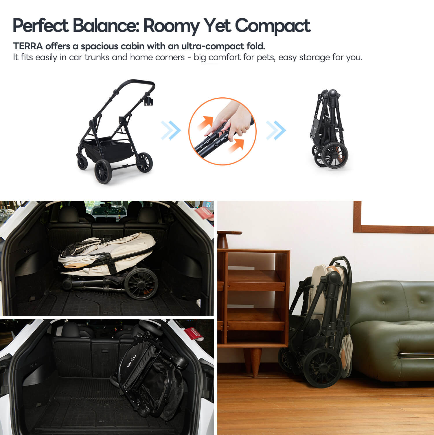 Lightweight Foldable Pet Stroller for Medium-Sized Dogs -TERRA